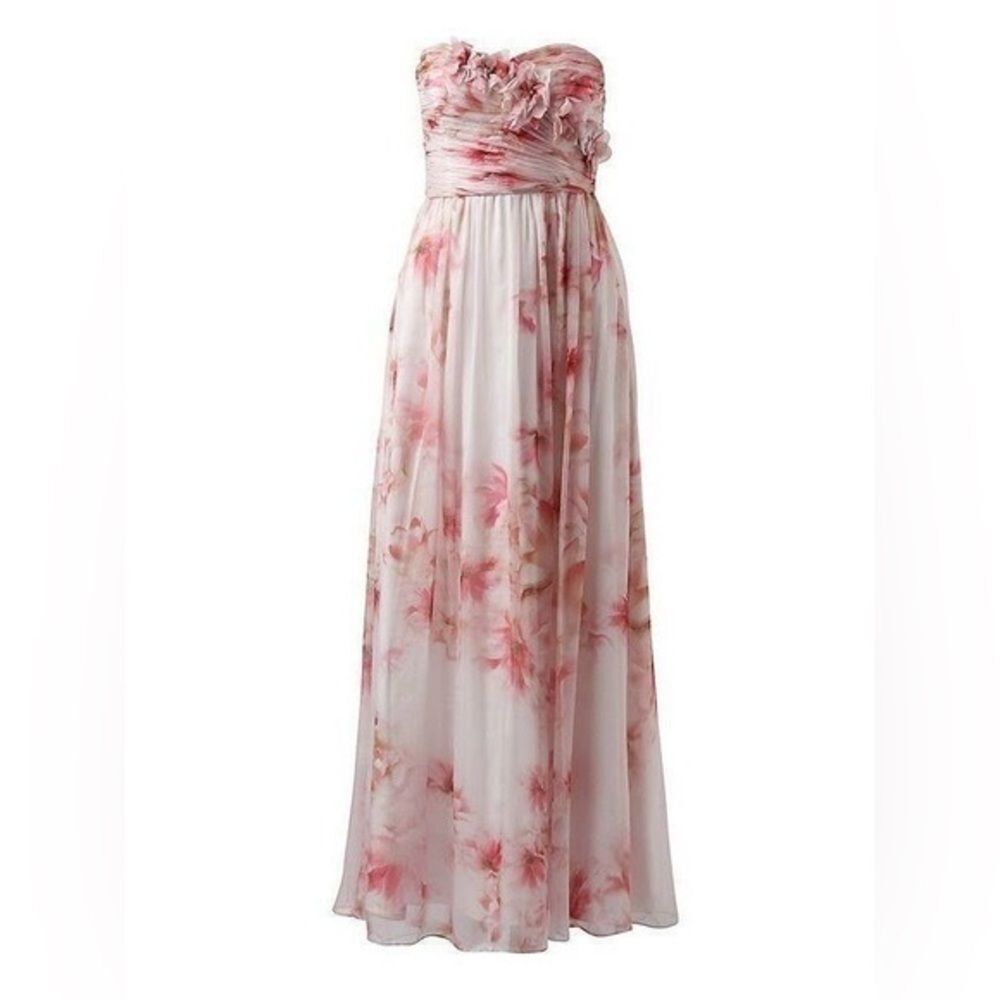 FOREVER NEW Jโadore Floral Cherry Blossoms silk pink maxi dress size 6